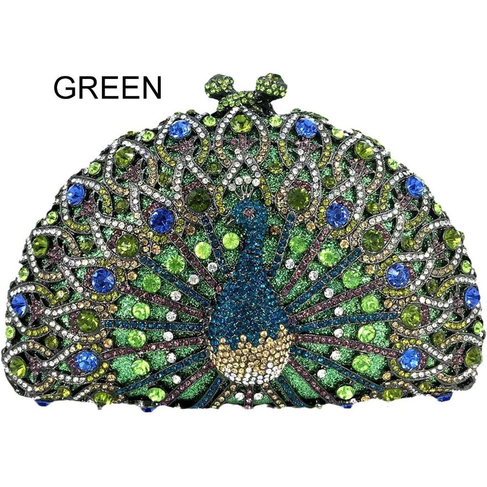 NEW Sparkling Bling Swarovski Crystal Rhinestone Peacock Clutch Bird Pur… - Picture 8 of 17